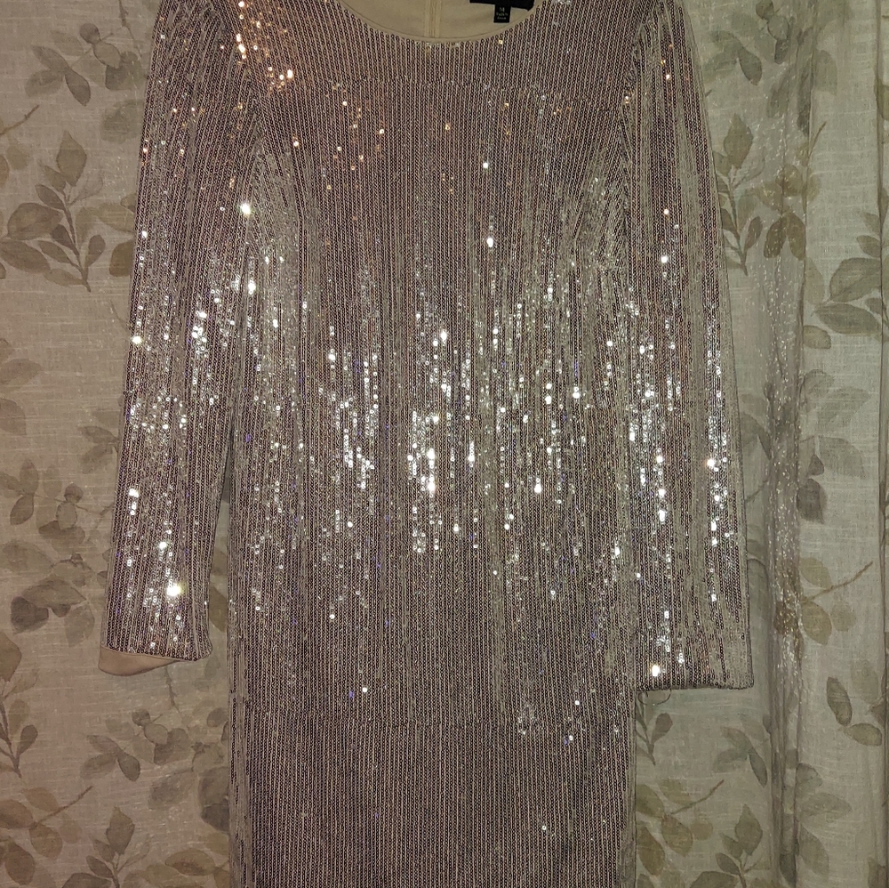 Silver glittery evening dress. Sexy ready to impress.